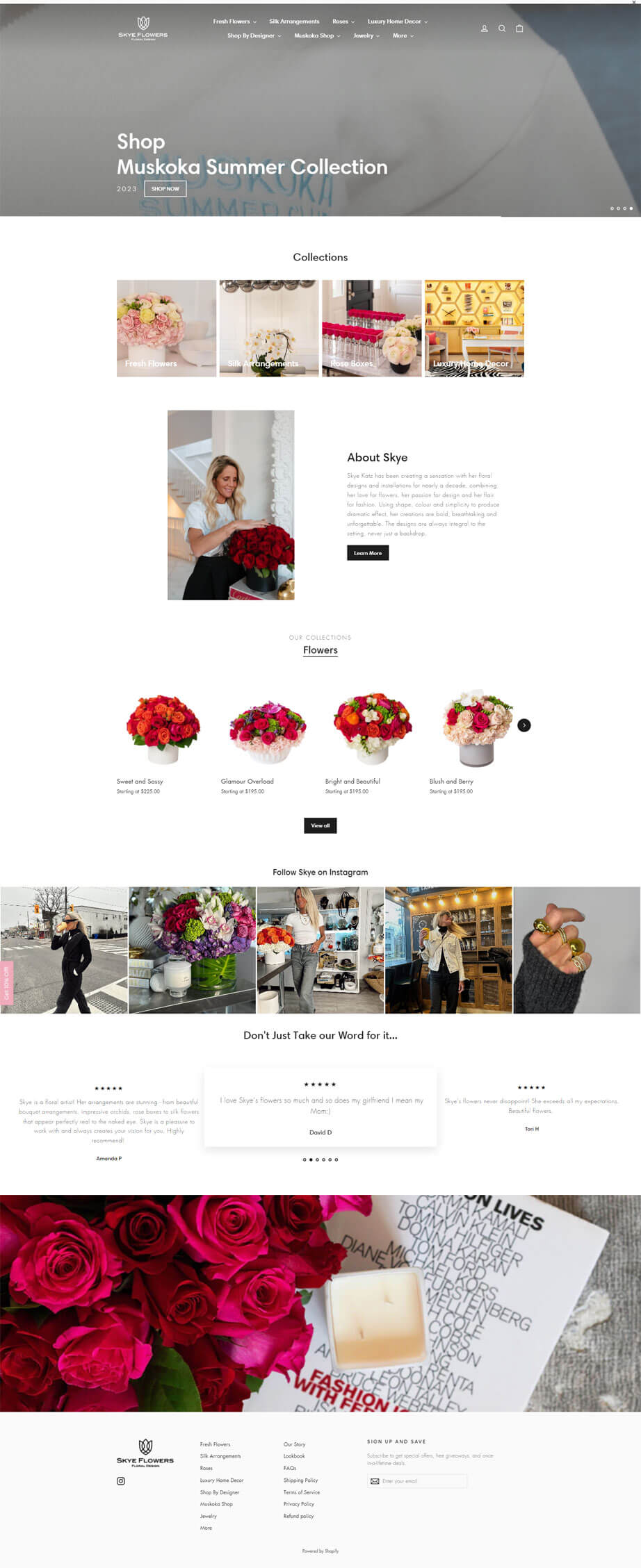 Shopify website design for florist